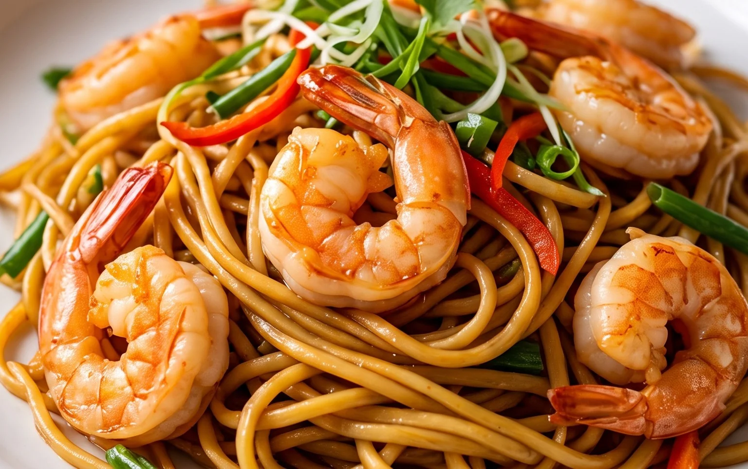 Nouilles chinoises sautées aux crevettes