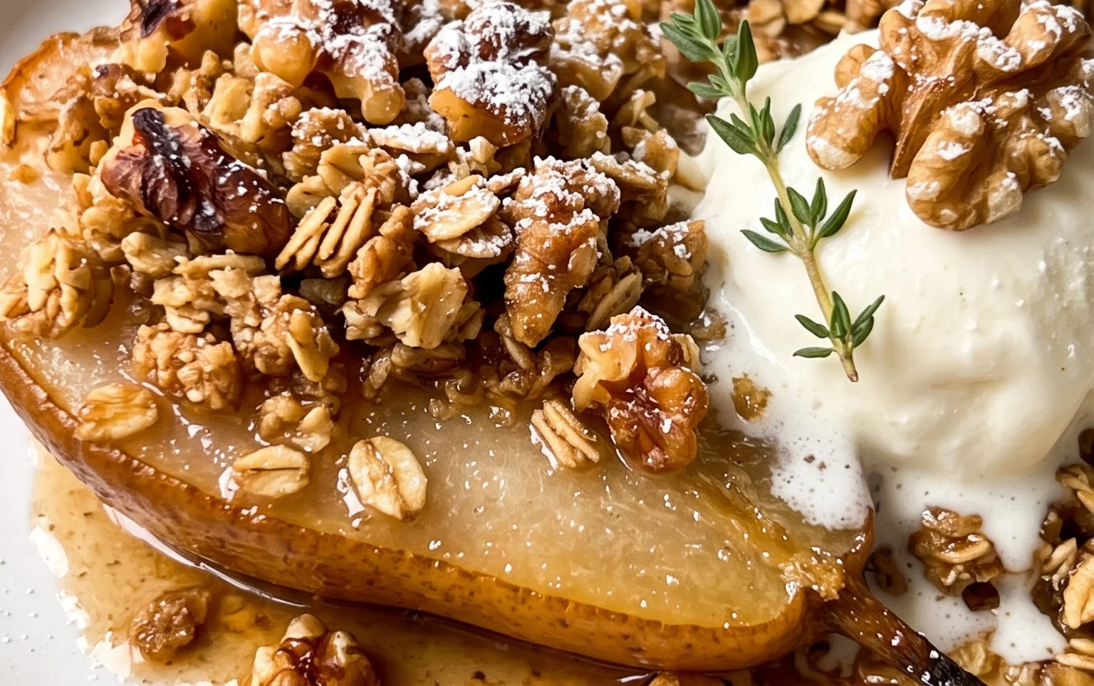 Baked Pears with Walnut Oat Crumble